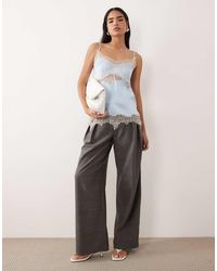 ASOS - Satin Lace Trim Long Line Cami Top - Lyst