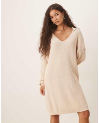 Glamorous - V-neck Midi Length Sweater Dress - Lyst