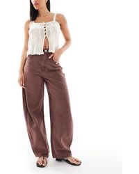 ASOS - Vaqueros Marrón Chocolate De Pernera Barrel Y Talle Alto De - Lyst