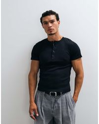 Collusion - Short Sleeve Fitted Henley T-shirt - Lyst