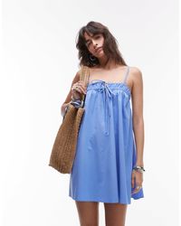 TOPSHOP - Robe d'été courte en popeline - cendré - Lyst