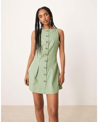 ASOS - Slash Neck Button Down Waistcoat Mini Sundress - Lyst