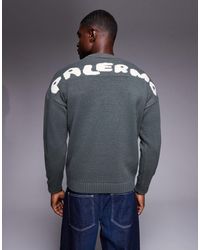 ASOS - Oversized Knitted Crew Neck Jumper With Palermo Back Print - Lyst