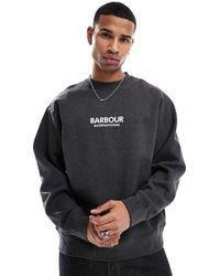 Barbour - Sudadera Gris Oscuro Extragrande Con Cuello Redondo Formula De - Lyst