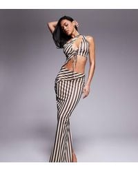 Murci - Exclusive Mesh One Shoulder Lace Up Detail Top And Maxi Skirt Set - Lyst