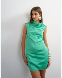 TOPSHOP - Satin Funnel Neck Barrel Mini Dress - Lyst