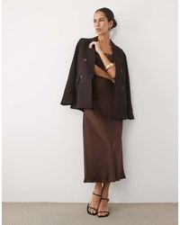 New Look - Lace Insert Satin Cowl Neck Midi Dress - Lyst