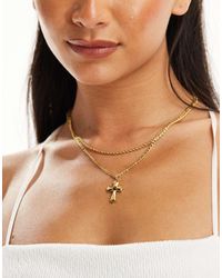 petit moments - Cross Pendant Layered Waterproof Stainless Steel Necklace - Lyst