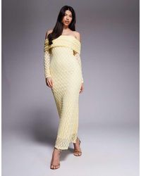 Bardot - Adoni Off The Shoulder Textured Lace Maxi Dress - Lyst