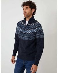Threadbare - Fairisle Quarter Zip Knitted Jumper With Wool - Lyst