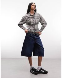 Collusion - Camicia A Maniche Lunghe Con Vita Stretta E Nera A Quadri - Lyst