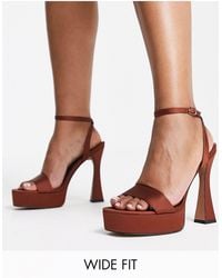 ASOS - Wide Fit Noon Platform Barely There Heeled Sandals - Lyst