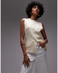Mango - Button Through Knitted Waistcoat - Lyst