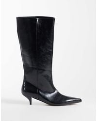 ASOS - Camille Kitten Heel Pull On Knee Boots - Lyst