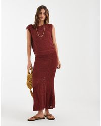 Aware - Mid Rise Patterened Crochet Midi Skirt Co-ord - Lyst
