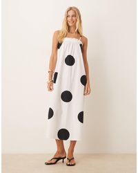 ASOS - – trapezförmiges maxikleid aus popeline mit punktmuster - Lyst