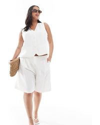 ONLY - Short Met Hoge Taille, Lange Pasvorm En Linnen - Lyst