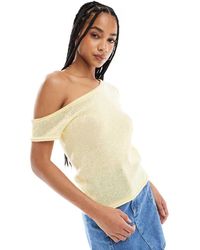 ASOS - Top Crema Asimétrico De Punto De - Lyst