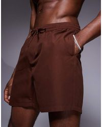ASOS - Pantaloncini Da Bagno Lunghezza Media Scuro - Lyst