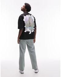 TOPMAN - Extreme Oversized Fit T-shirt With Front And Back Fountain Embroidery - Lyst