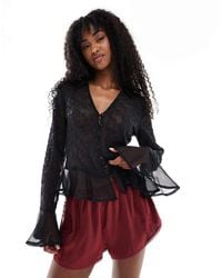 Miss Selfridge - Embroidered Chiffon Blouse - Lyst