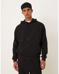 ASOS - Sudadera Negra Extragrande Con Capucha Y Textura Acanalada De (Parte De Un Conjunto) - Lyst