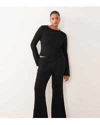 ASOS - Asos Design Curve Co-Ord Textured High Waist Flared Leg Trousers - Lyst