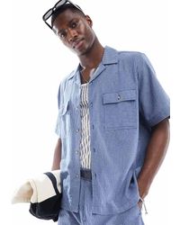 ASOS - Camisa Y Negra A Cuadros Holgada De Corte Cuadrado Con Cuello De Solapas De (Parte De Un Conjunto) - Lyst