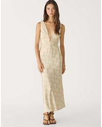 Stradivarius - – midikleid aus satin und spitze - Lyst