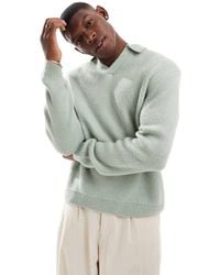 ASOS - Oversized Brushed Knitted Notch Polo - Lyst