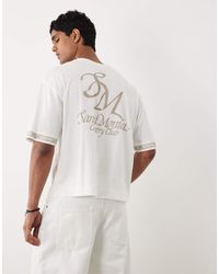 ASOS - Boxy Oversized T-shirt With Puff Text Print And Sleeve Prints - Lyst