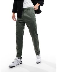 Calvin Klein - Modern - pantalon cargo fuselé en sergé - gris foncé - Lyst