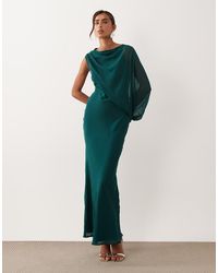ASOS - Draped One Sleeve Bias Maxi Dress - Lyst