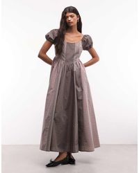Daisy Street - Drop Waist Corset Style Maxi Dress With Puff Sleeve - Lyst