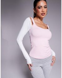 ASOS - Arm Warmer Cut-out Sweetheart Polyamide Two-in-one Top - Lyst