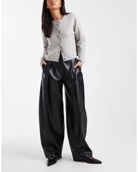 ASOS - Faux Leather Cocoon Tailored Trousers - Lyst