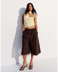 Bershka - Elasticated Waist Culotte Bermuda Shorts - Lyst