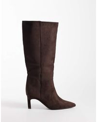 SEQWL - Benz Faux Suede Knee High Kitten Heel Boots - Lyst