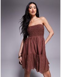 River Island - Robe bandeau courte et froncée - Lyst