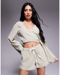 ASOS - – callie – beach-shorts aus musselin - Lyst