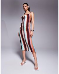 ASOS - Asymmetric Cowl Neck Midi Dress - Lyst
