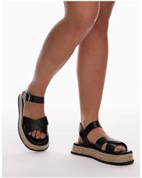 TOPSHOP - Jenna - sandali bassi stile espadrilles a pianta larga neri - Lyst