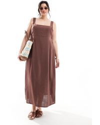 ASOS - Asos design curve - robe d'été mi-longue à encolure carrée avec liens dans le dos - chocolat - Lyst