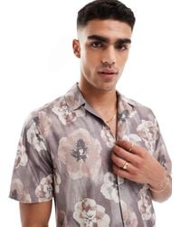 Only & Sons - Revere Collar Regular Fit Shirt With Blur Floral Print - Lyst