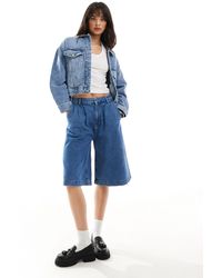 Pull&Bear - Giacca di jeans oversize azzurra - Lyst