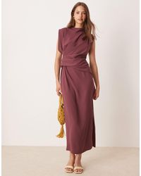ASOS - High Neck Drapey Pleated Midi Dress - Lyst