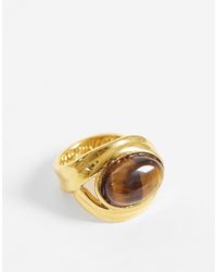ASOS - Ring aus edelstahl mit echtem tigerauge - Lyst
