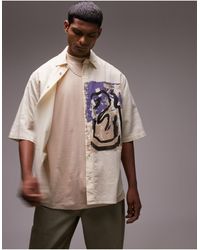 TOPMAN - Short Sleeve Relaxed Placement Print Shirt - Lyst