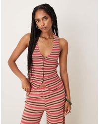 ASOS - Stripe Halter Neck Waistcoat Co-ord - Lyst