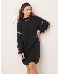 Vila - Knitted Jumper Mini Dress With Contrast Stitch - Lyst